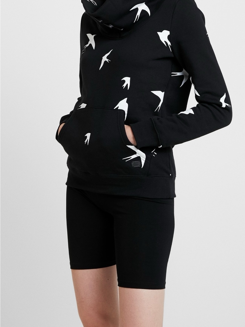 ONLY Women's Black Graphic Sweatshirt with White Swallow Print